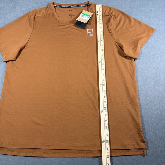 Nike Court Advantage Slim Fit Men's Dri-FIT Tennis Top X-Large Tan/Bronze - Picture 3 of 6